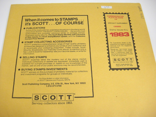 Scott 1983 commemorative - 1983, plate